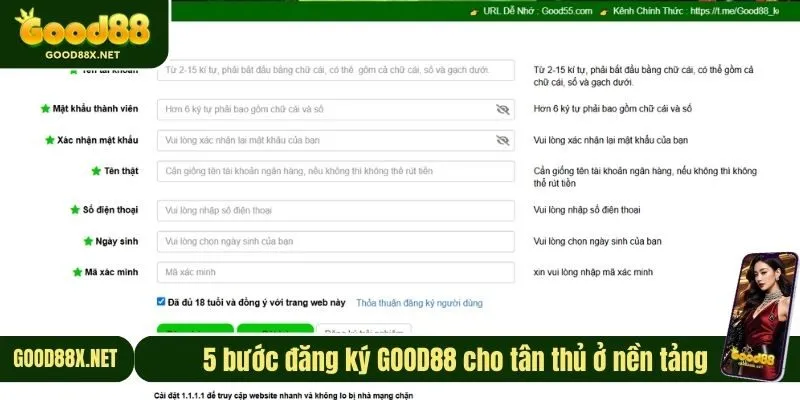 5 bước đăng ký GOOD88 cho tân thủ ở nền tảng